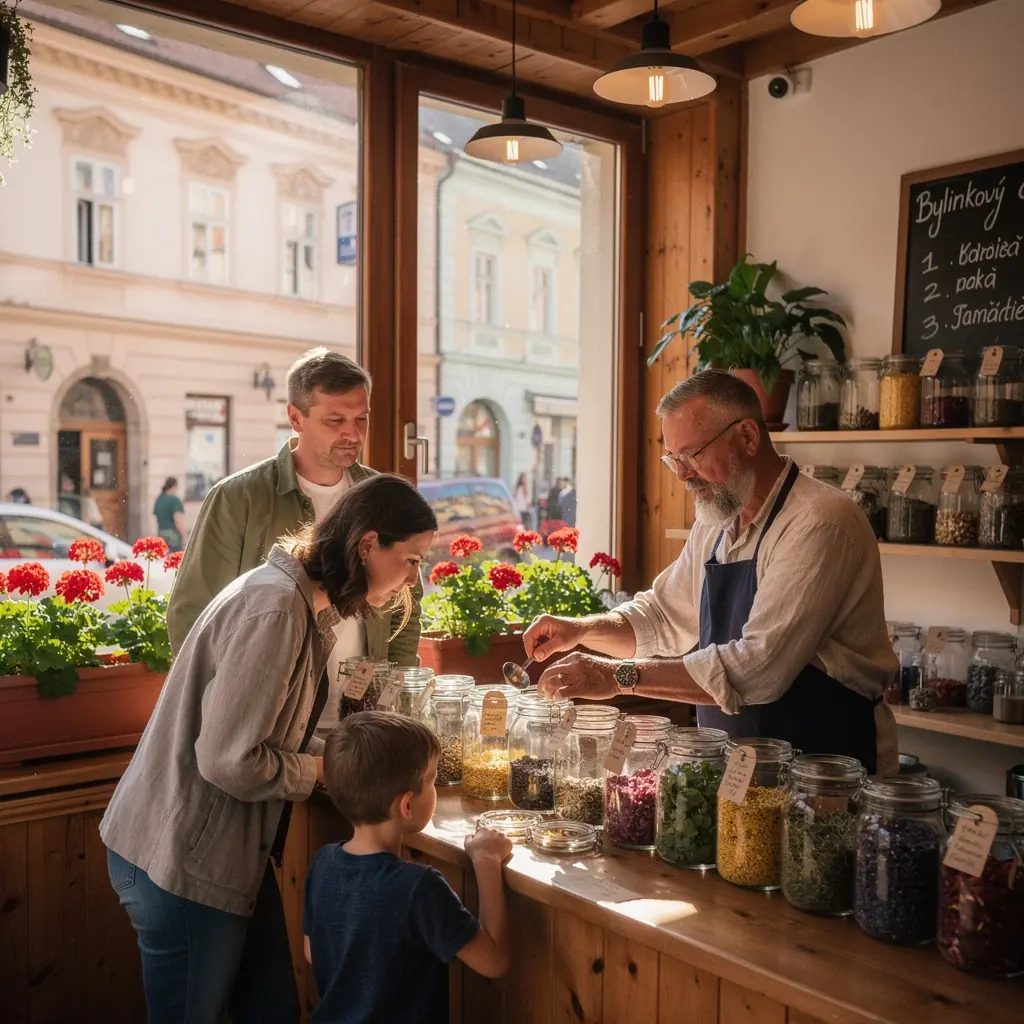 Pohľad na zelenú záhradu s bylinkami, ktoré sú súčasťou čajových zmesí